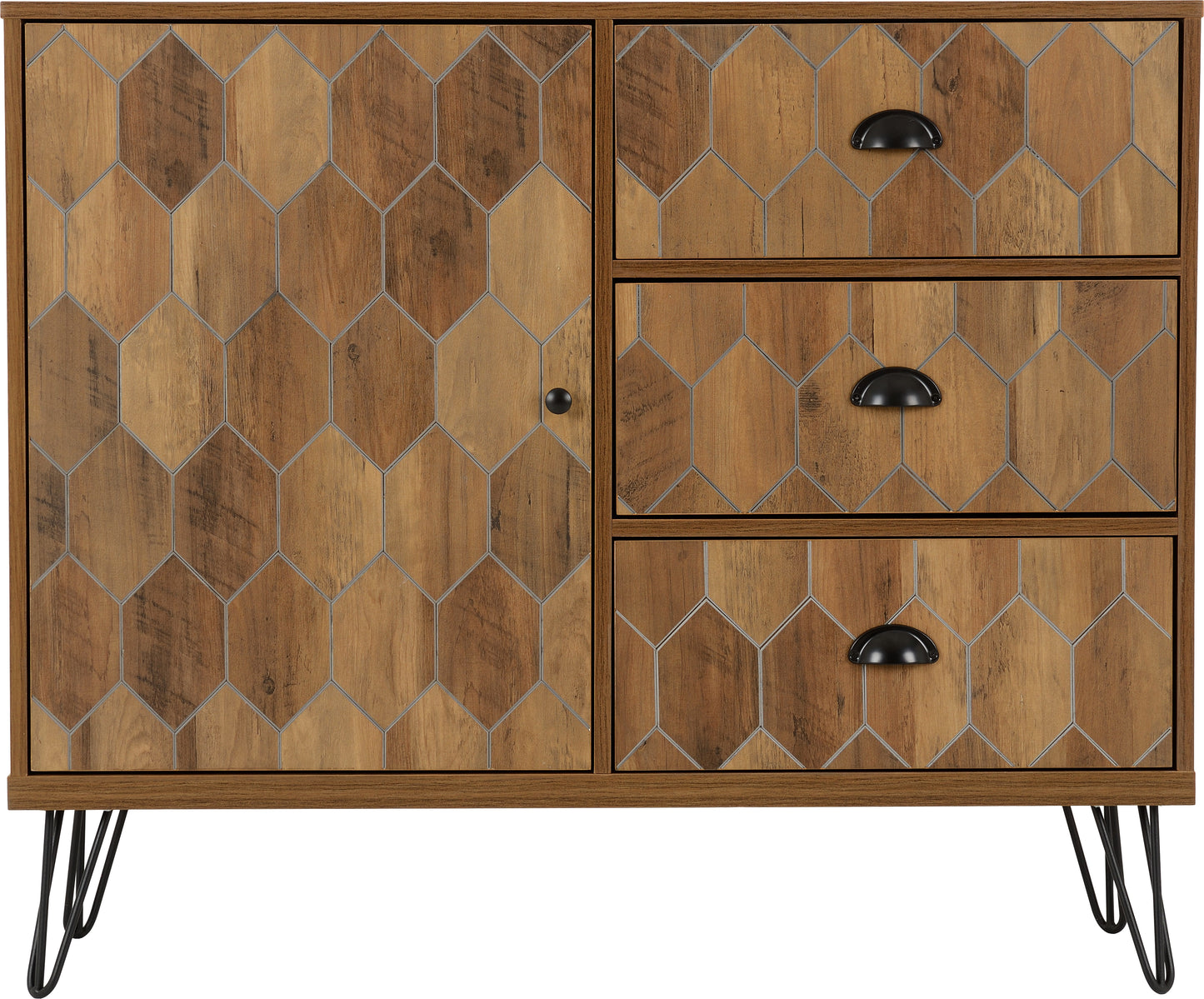 OTTAWA 1 DOOR 3 DRAWER SIDEBOARD - MEDIUM OAK EFFECT/BLACK