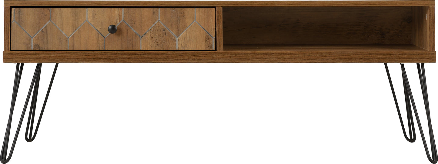 OTTAWA 1 DRAWER COFFEE TABLE - MEDIUM OAK EFFECT/BLACK