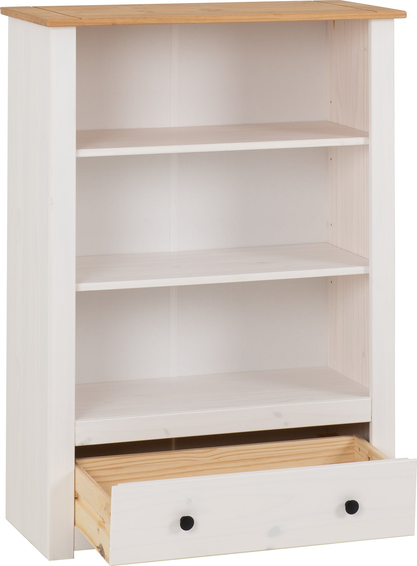 PANAMA 1 DRAWER BOOKCASE - WHITE/NATURAL WAX