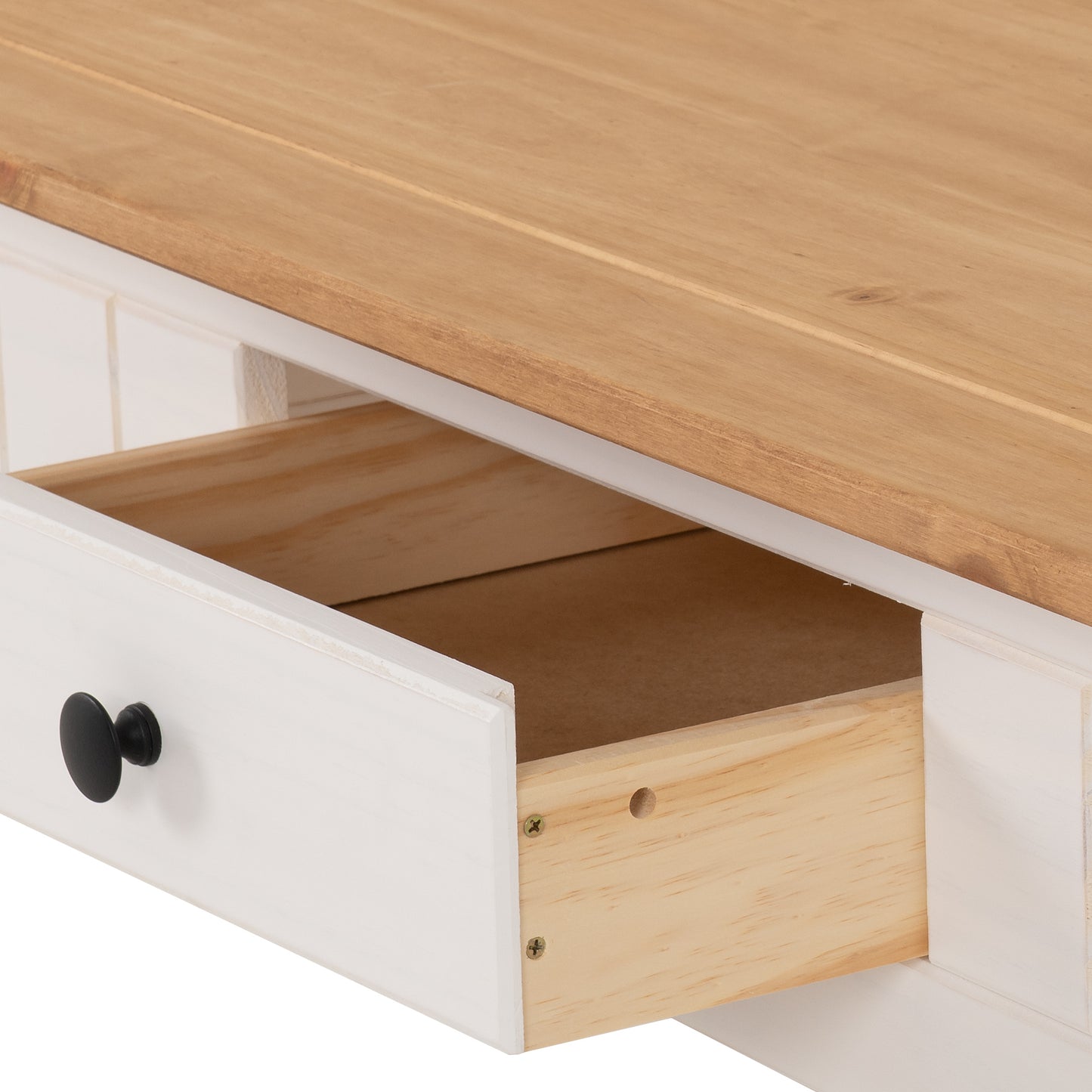PANAMA 1 DRAWER COFFEE TABLE - WHITE/NATURAL WAX