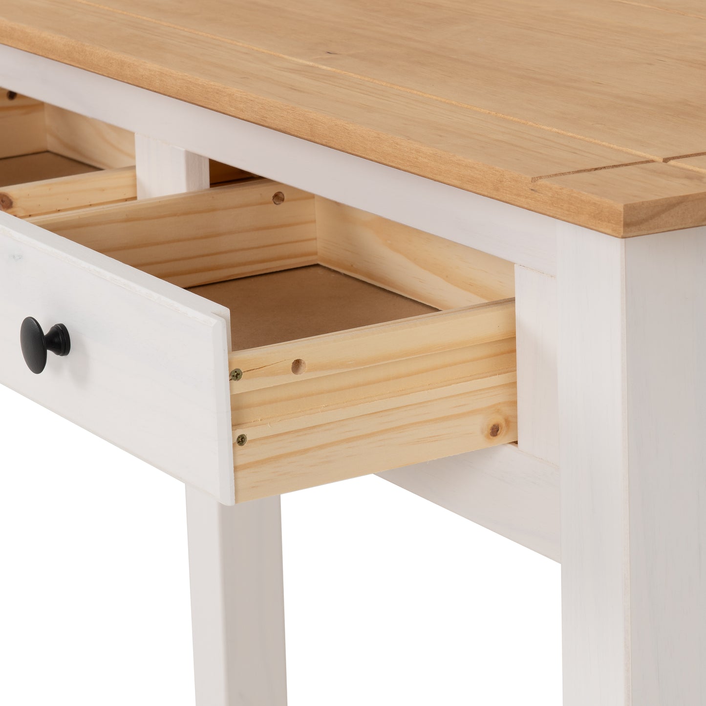 PANAMA 2 DRAWER CONSOLE TABLE - WHITE/NATURAL WAX