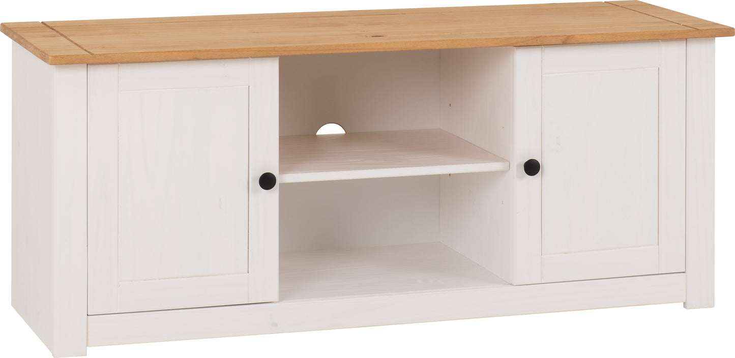 PANAMA FLAT SCREEN TV UNIT - WHITE/NATURAL WAX