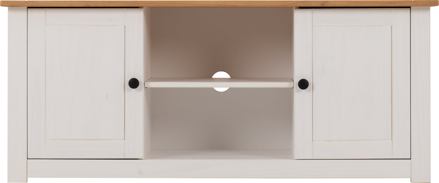 PANAMA FLAT SCREEN TV UNIT - WHITE/NATURAL WAX