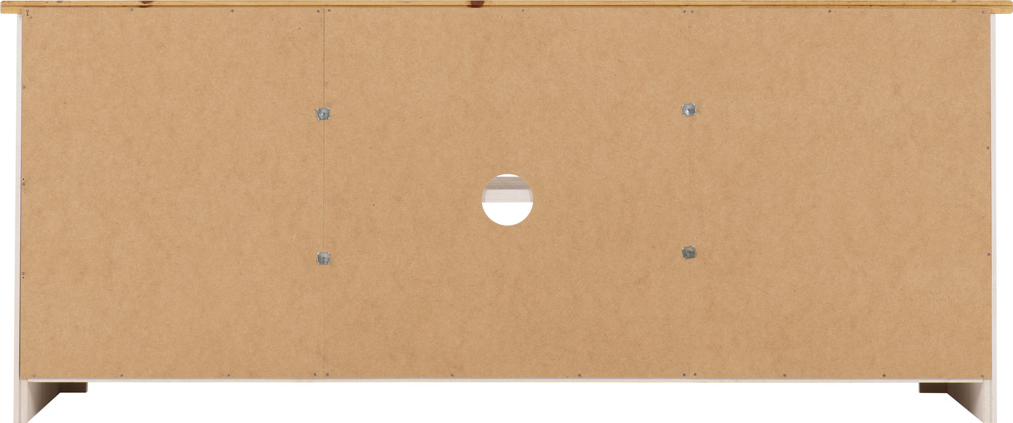 PANAMA FLAT SCREEN TV UNIT - WHITE/NATURAL WAX