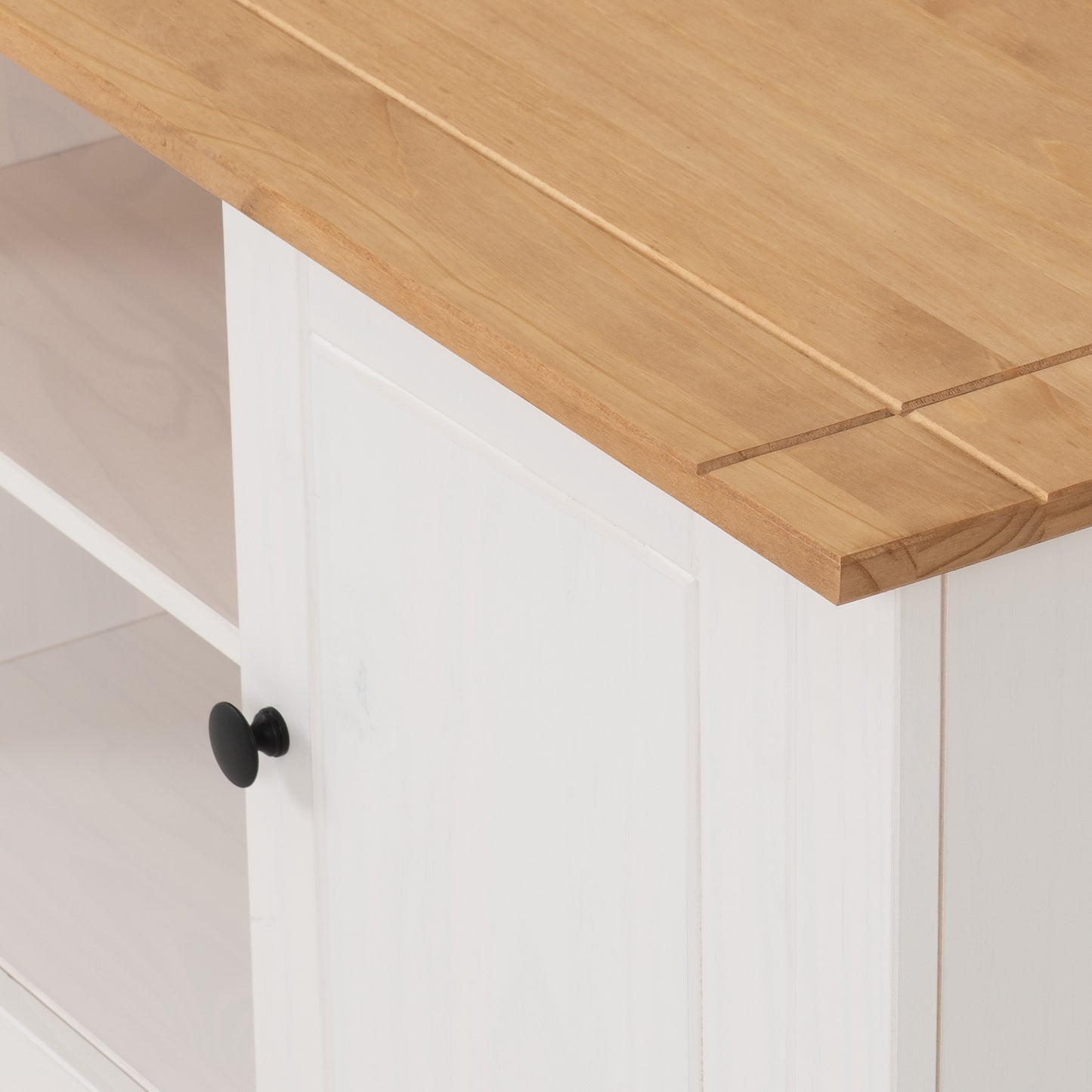PANAMA FLAT SCREEN TV UNIT - WHITE/NATURAL WAX