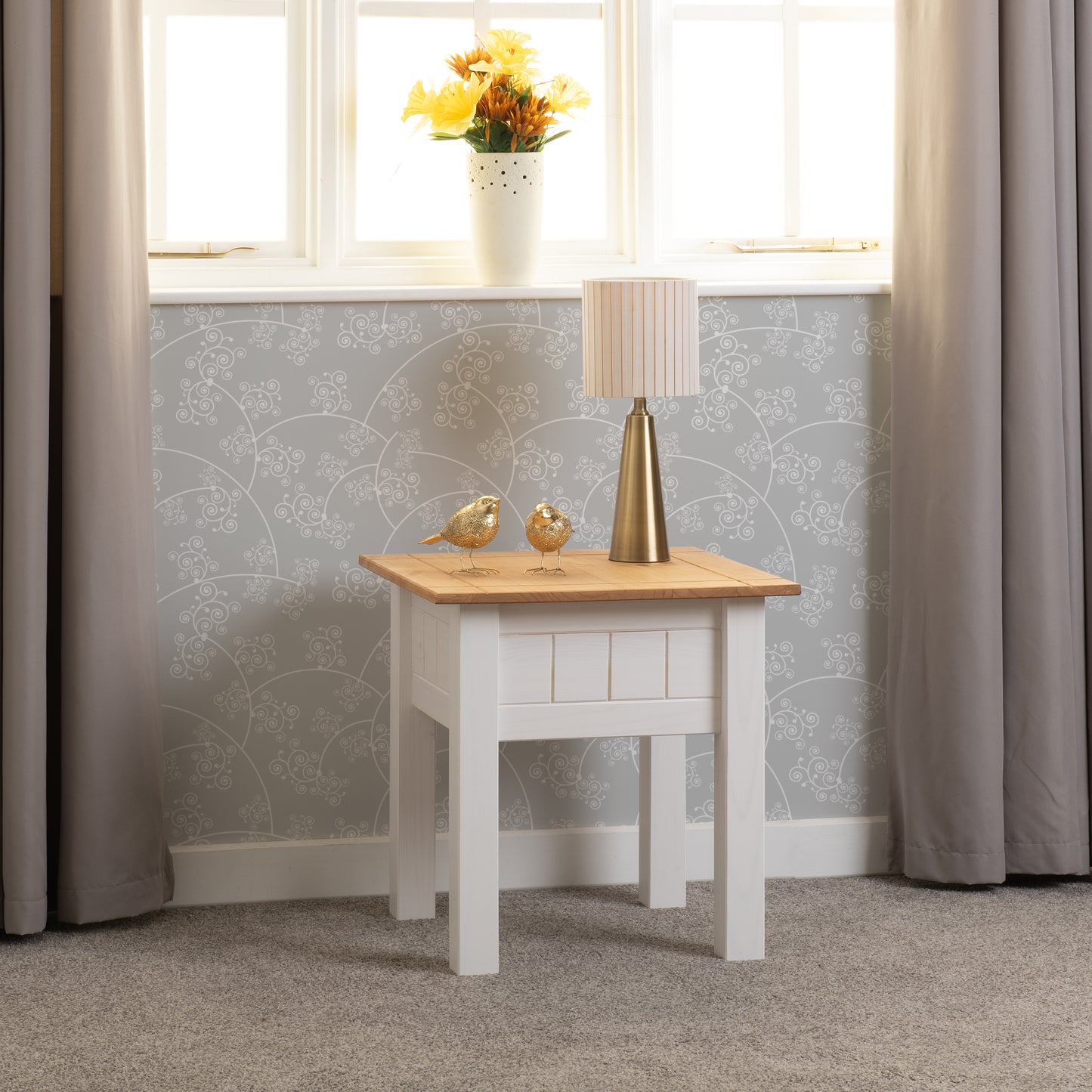 PANAMA LAMP TABLE - WHITE/NATURAL WAX