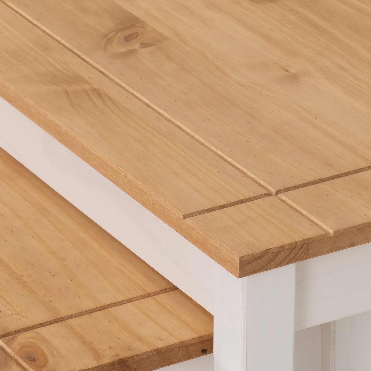PANAMA NEST OF 2 TABLES - WHITE/NATURAL WAX