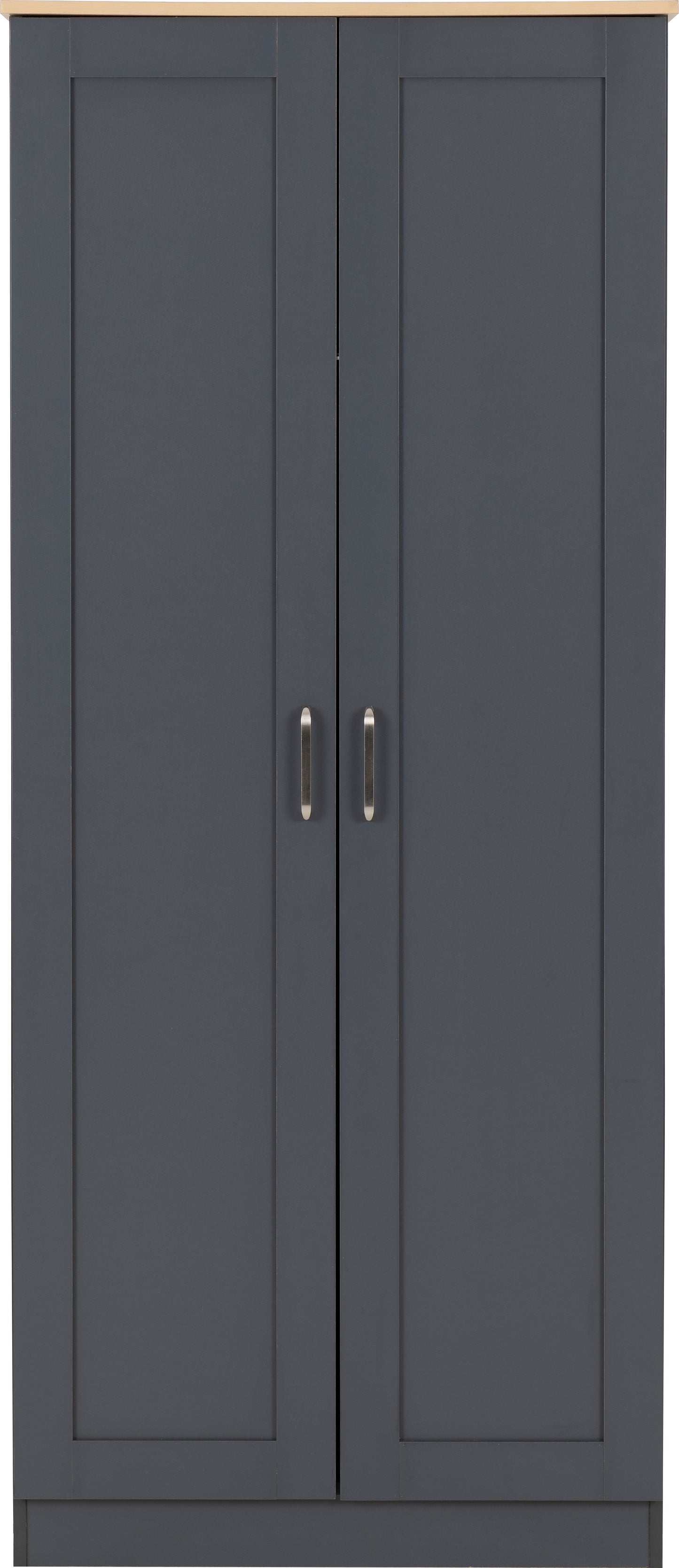 PORTLAND 2 DOOR WARDROBE - GREY/OAK EFFECT
