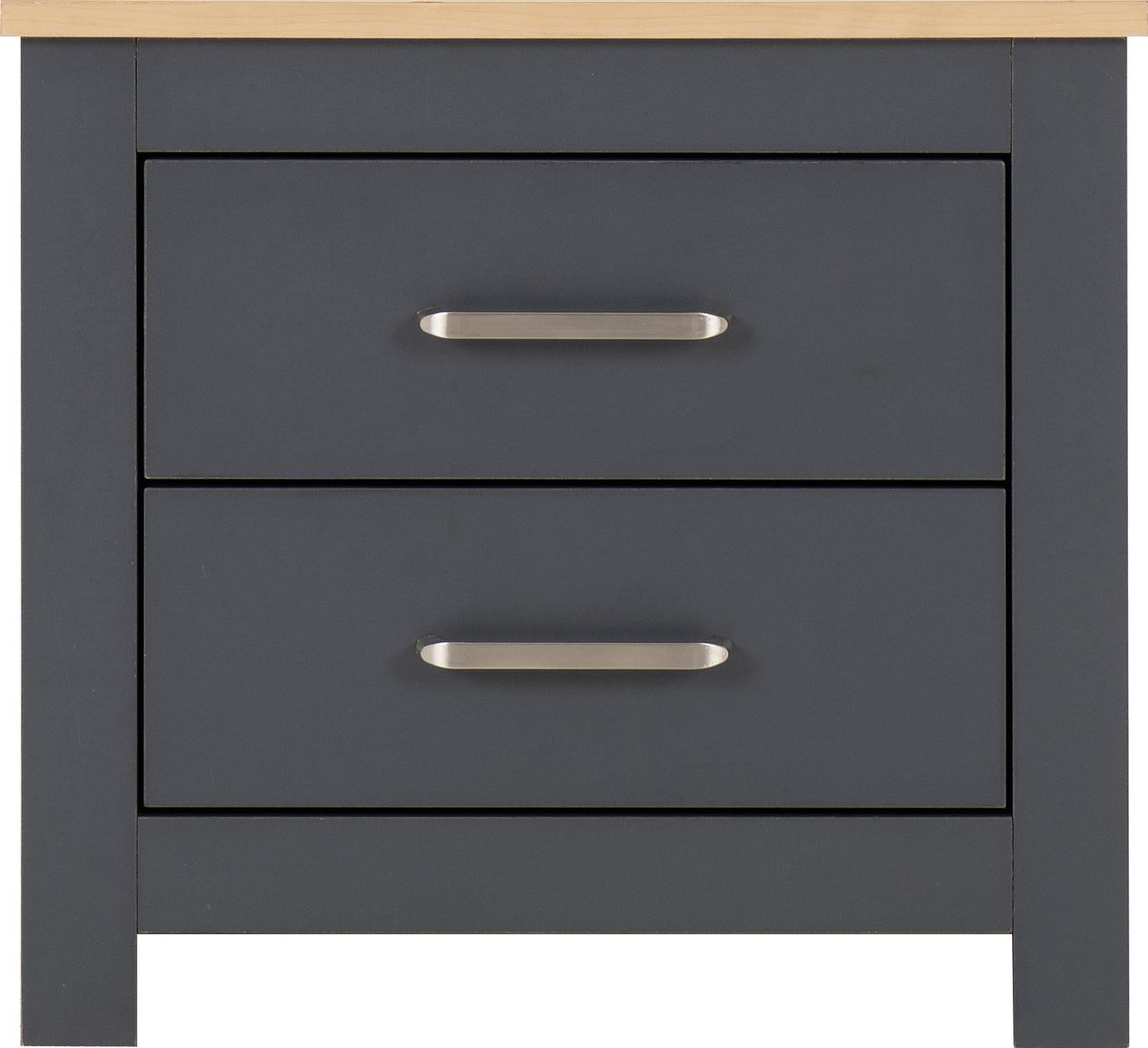 PORTLAND 2 DRAWER BEDSIDE - GREY/OAK EFFECT