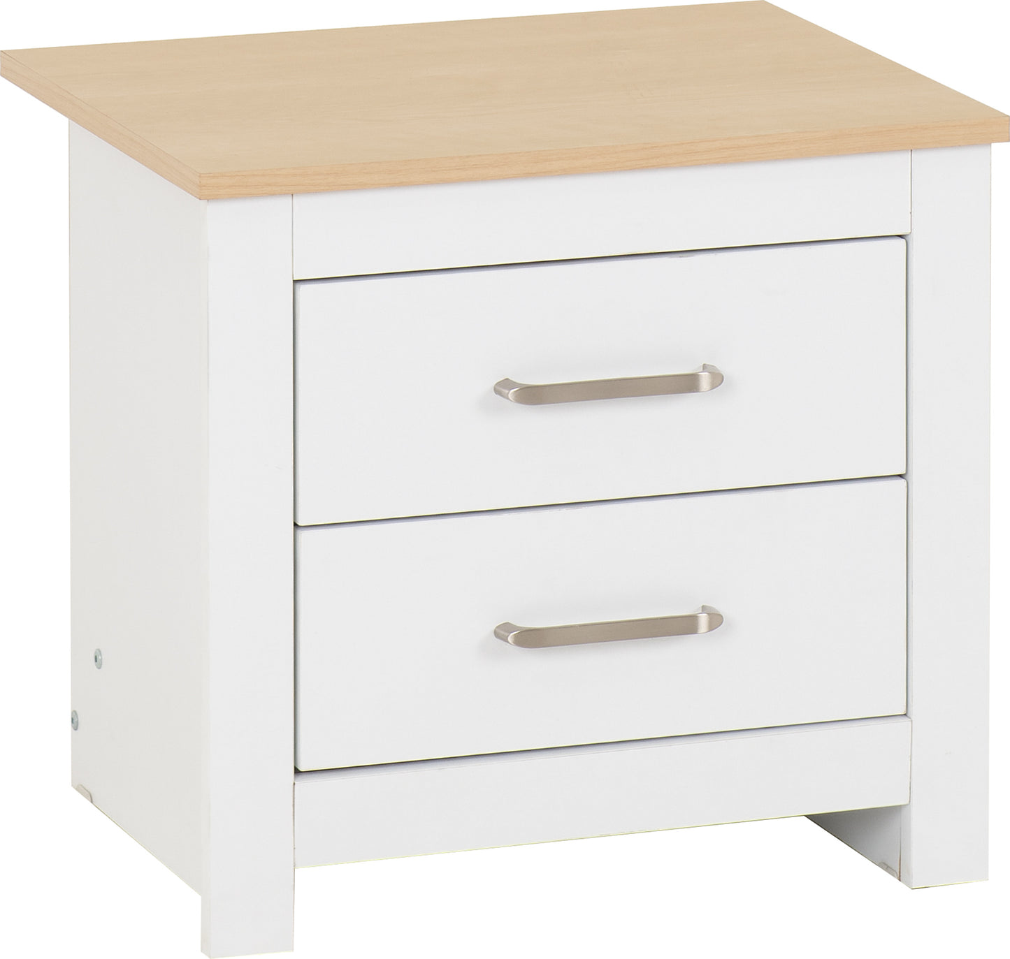 PORTLAND 2 DRAWER BEDSIDE - WHITE/OAK EFFECT