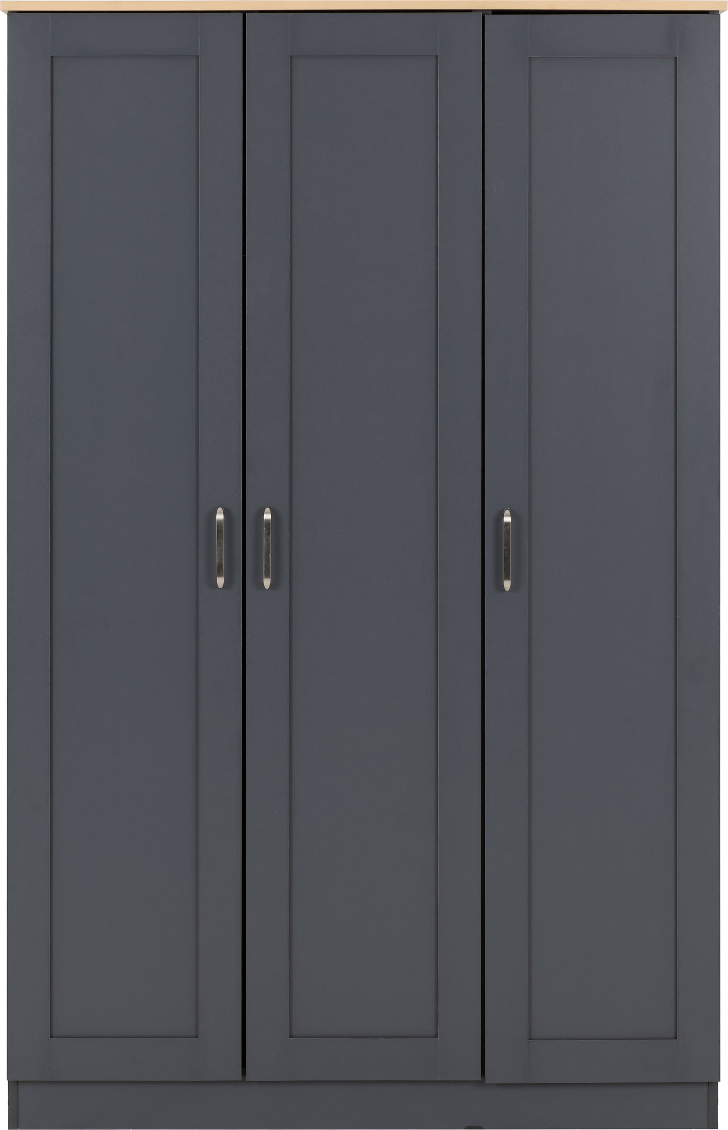 PORTLAND 3 DOOR WARDROBE - GREY/OAK EFFECT