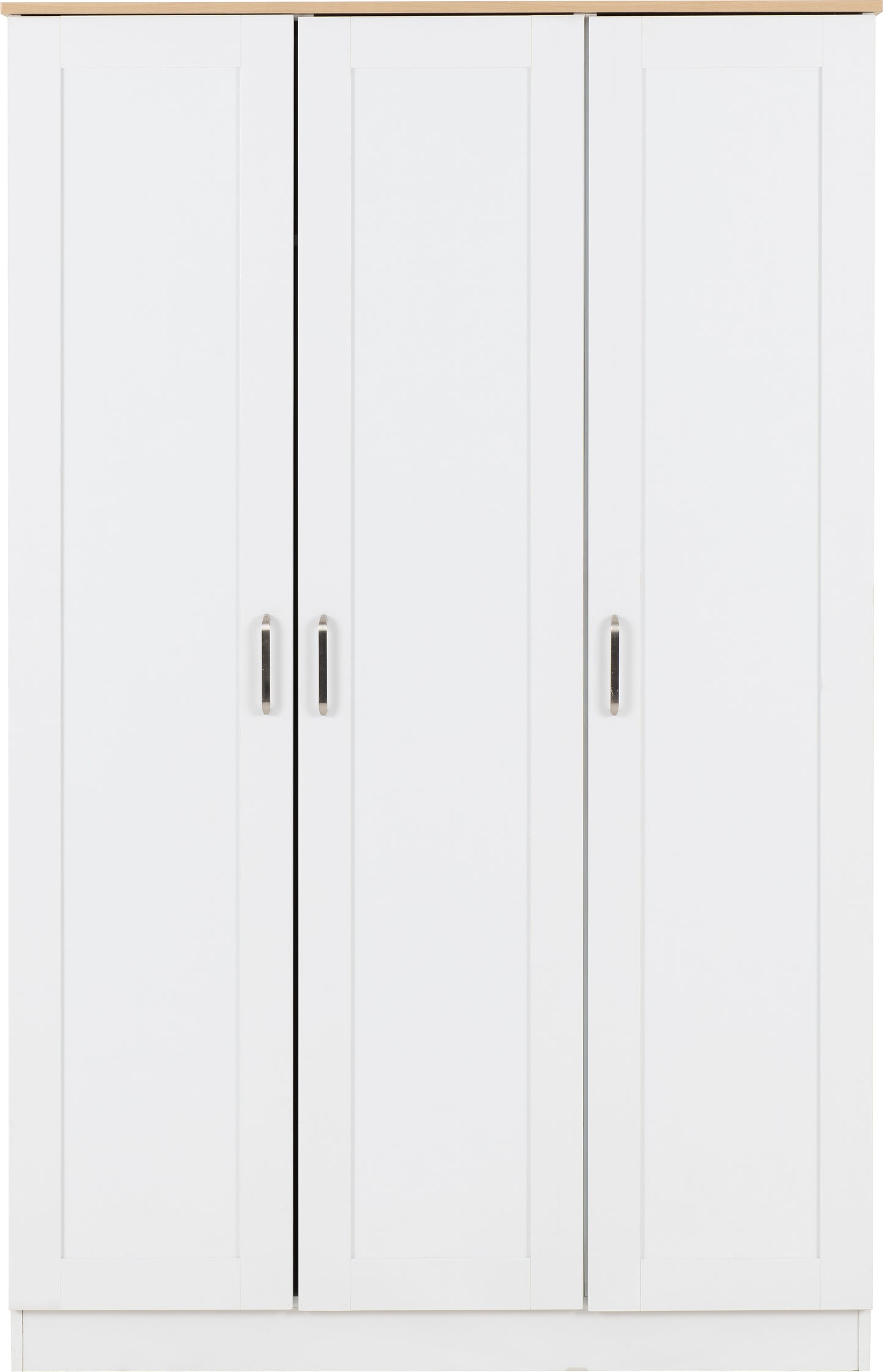 PORTLAND 3 DOOR WARDROBE - WHITE/OAK EFFECT