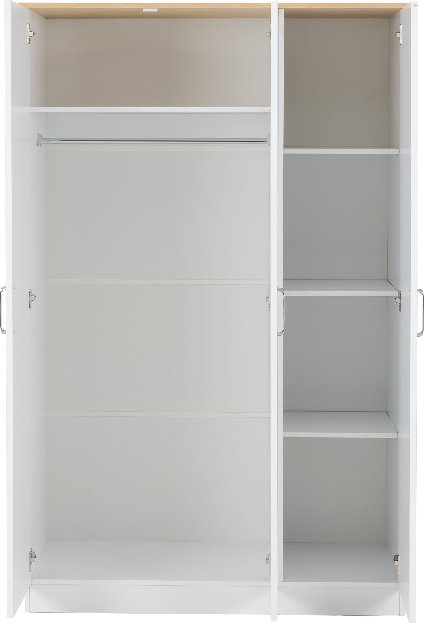 PORTLAND 3 DOOR WARDROBE - WHITE/OAK EFFECT