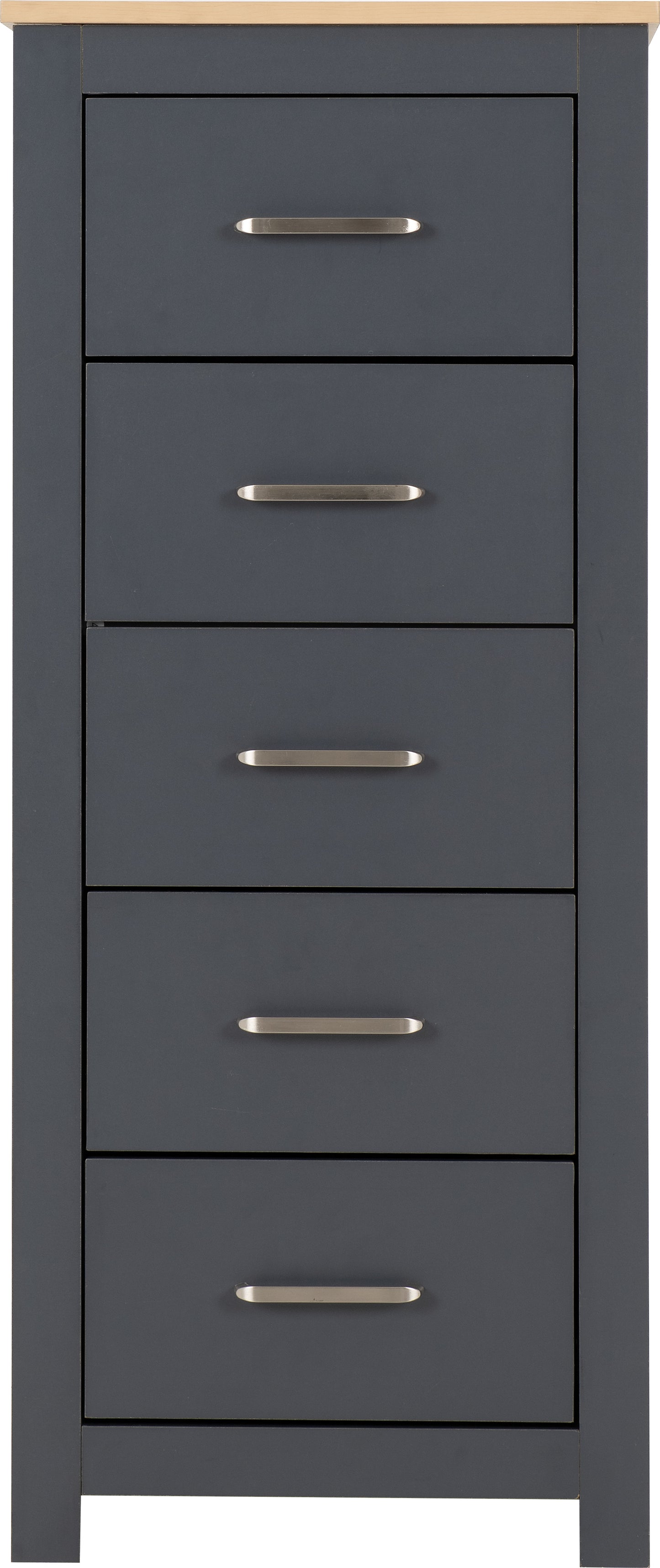 PORTLAND 5 DRAWER NARROW CHEST - GREY/OAK EFFECT