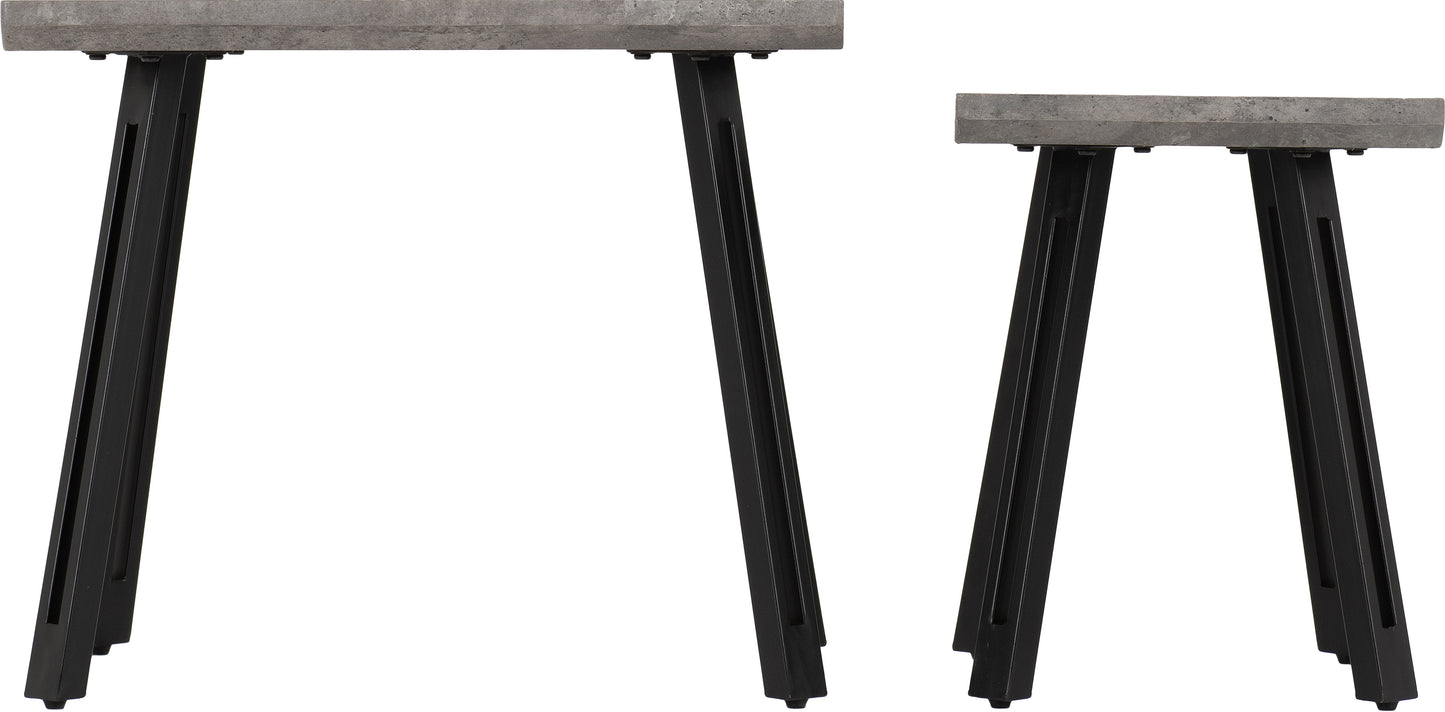 QUEBEC WAVE EDGE NEST OF TABLES - CONCRETE EFFECT/BLACK
