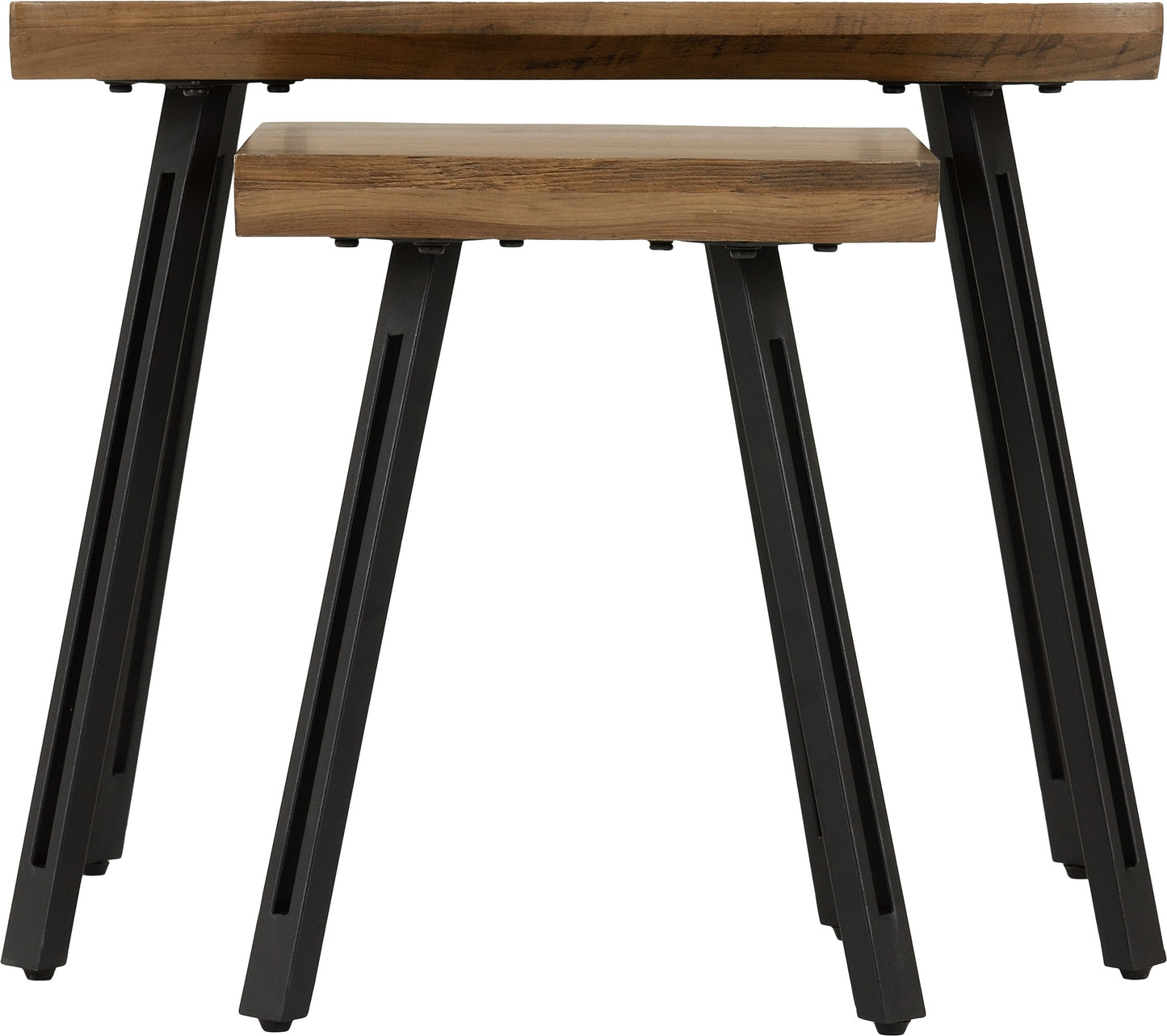 QUEBEC WAVE EDGE NEST OF TABLES - MEDIUM OAK EFFECT/BLACK
