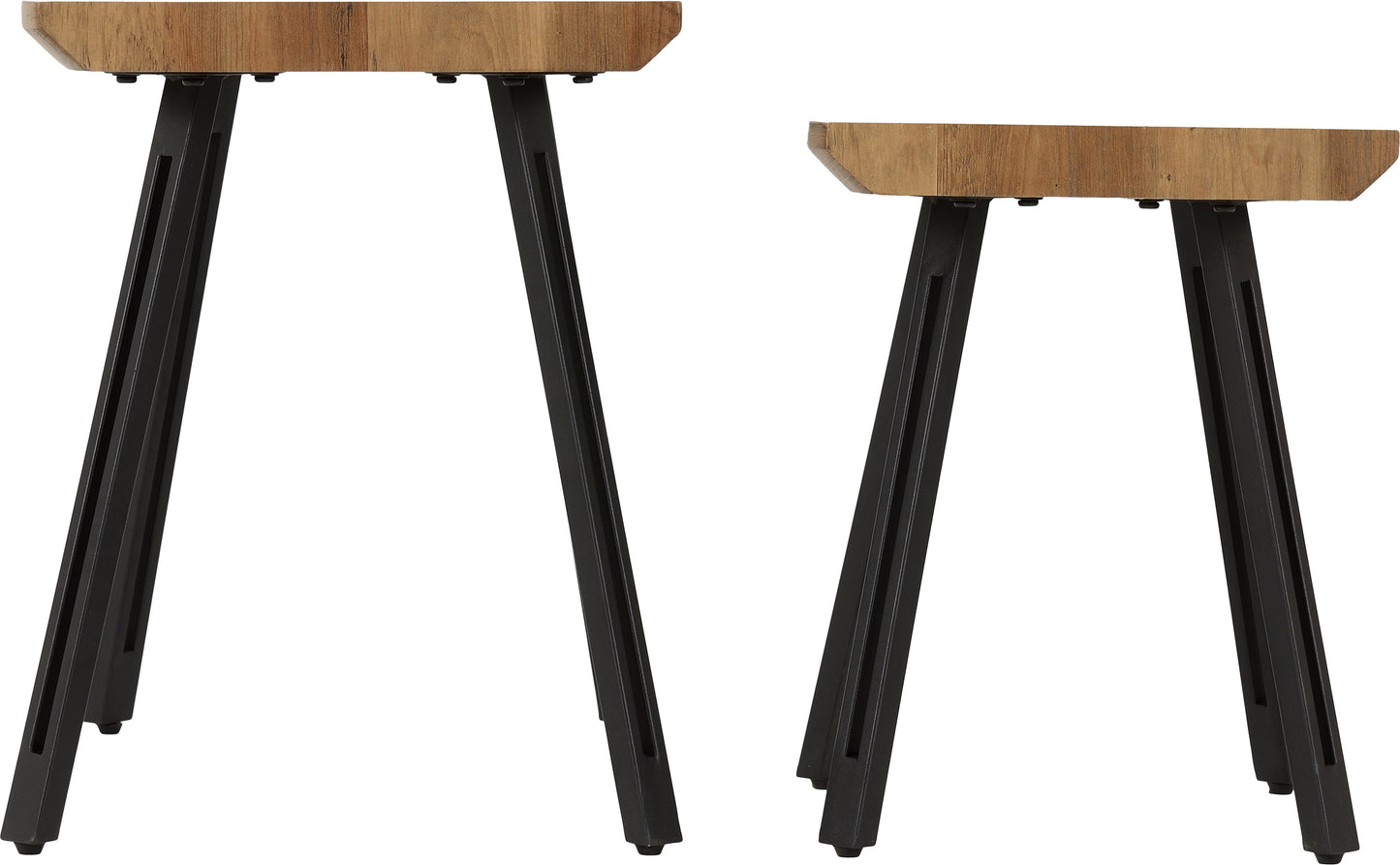 QUEBEC WAVE EDGE NEST OF TABLES - MEDIUM OAK EFFECT/BLACK