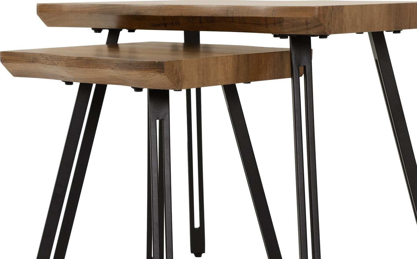 QUEBEC WAVE EDGE NEST OF TABLES - MEDIUM OAK EFFECT/BLACK
