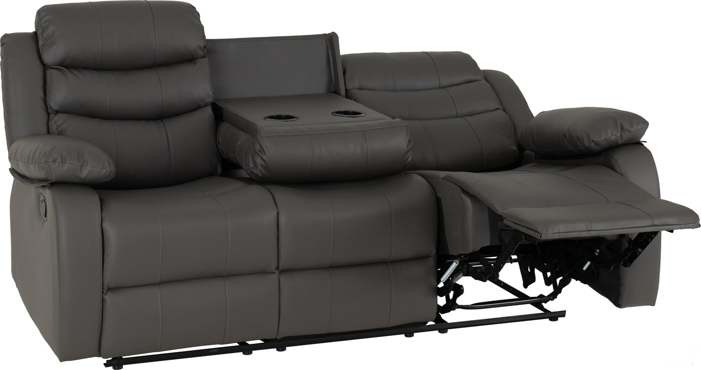 ROMA 3+2 RECLINER SUITE - GREY FAUX LEATHER