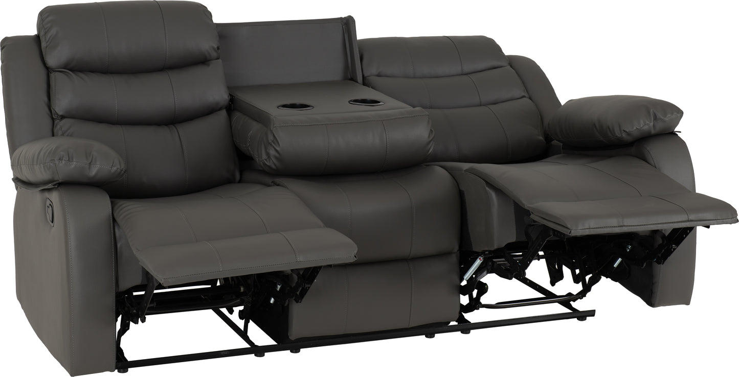 ROMA 3+2 RECLINER SUITE - GREY FAUX LEATHER