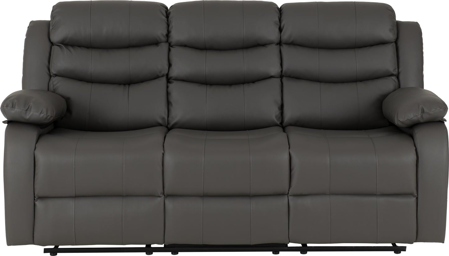 ROMA 3+2 RECLINER SUITE - GREY FAUX LEATHER
