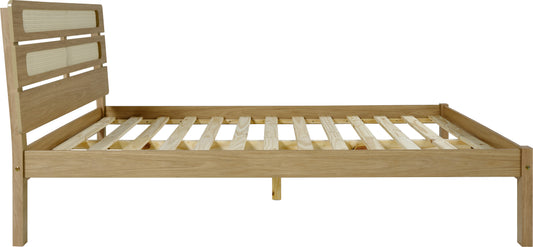 SANTANA 4'6" BED  - LIGHT OAK/RATTAN EFFECT