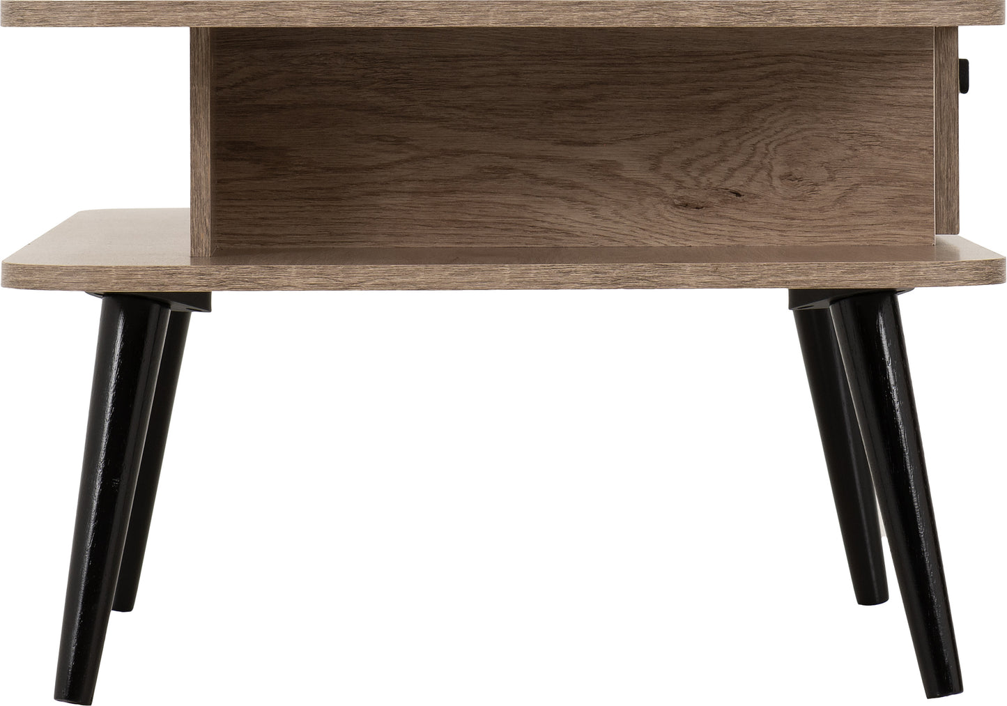 SAXTON 1 DRAWER COFFEE TABLE - MID OAK EFFECT/GREY