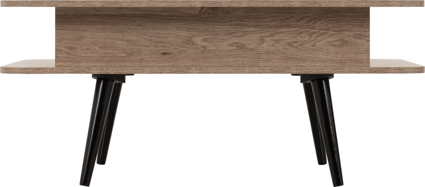 SAXTON 1 DRAWER COFFEE TABLE - MID OAK EFFECT/GREY