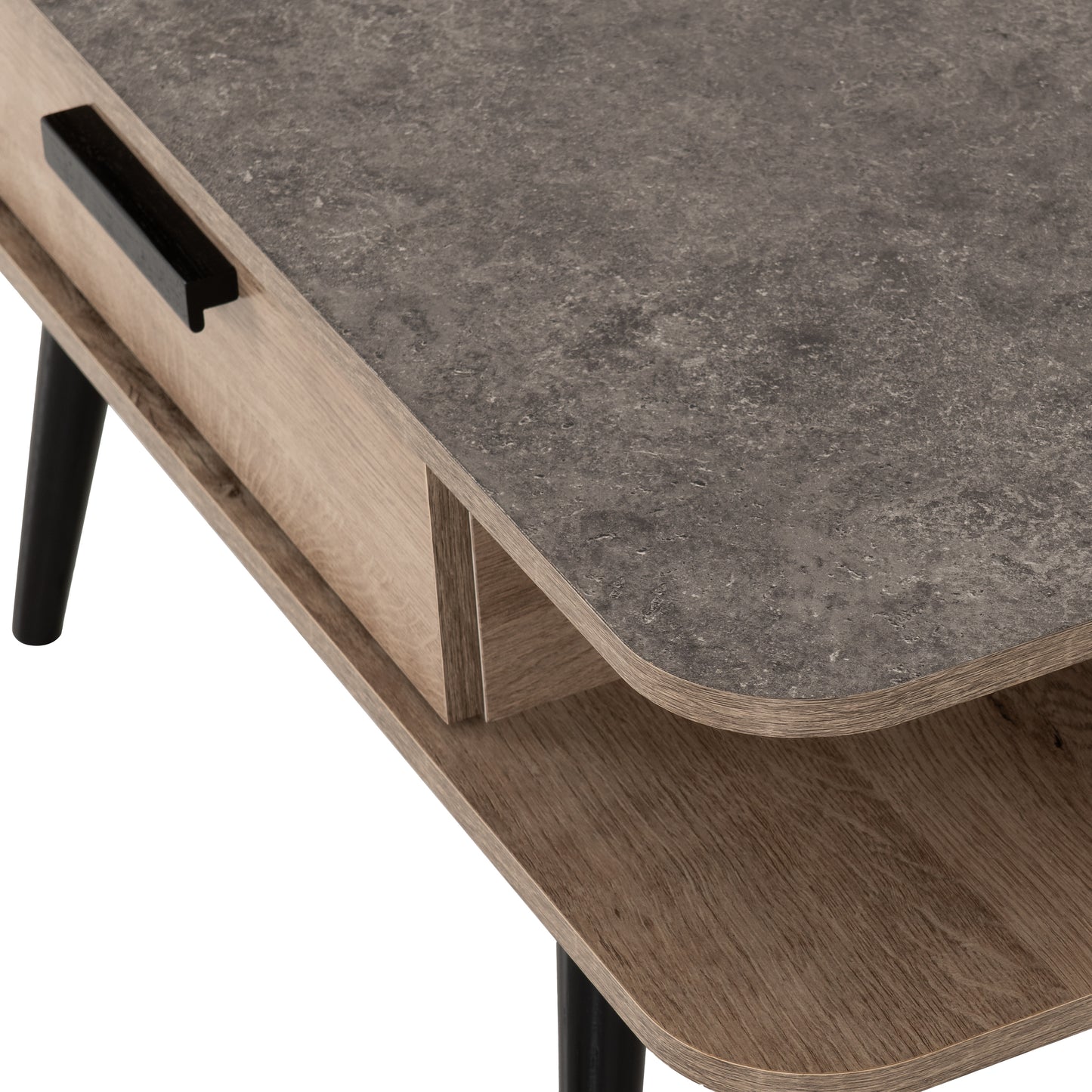SAXTON 1 DRAWER COFFEE TABLE - MID OAK EFFECT/GREY