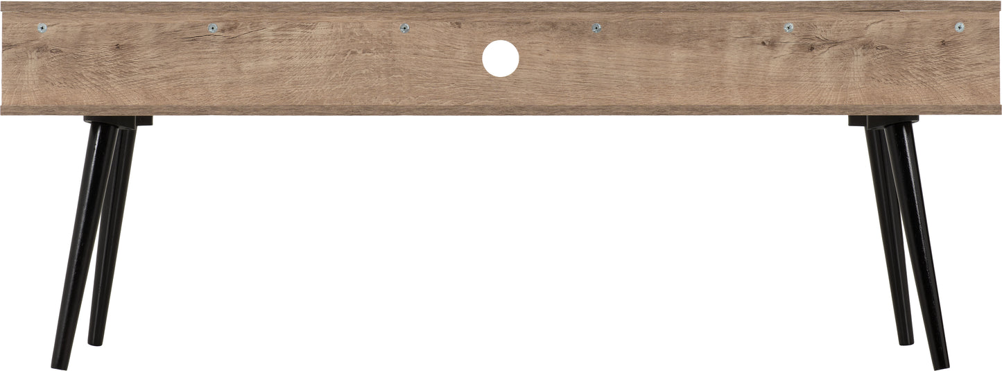 SAXTON 2 DRAWER TV UNIT - MID OAK EFFECT/GREY