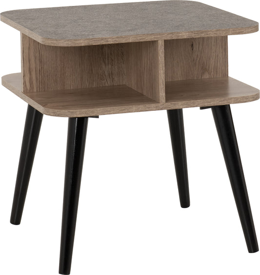SAXTON SIDE TABLE  - MID OAK EFFECT/GREY