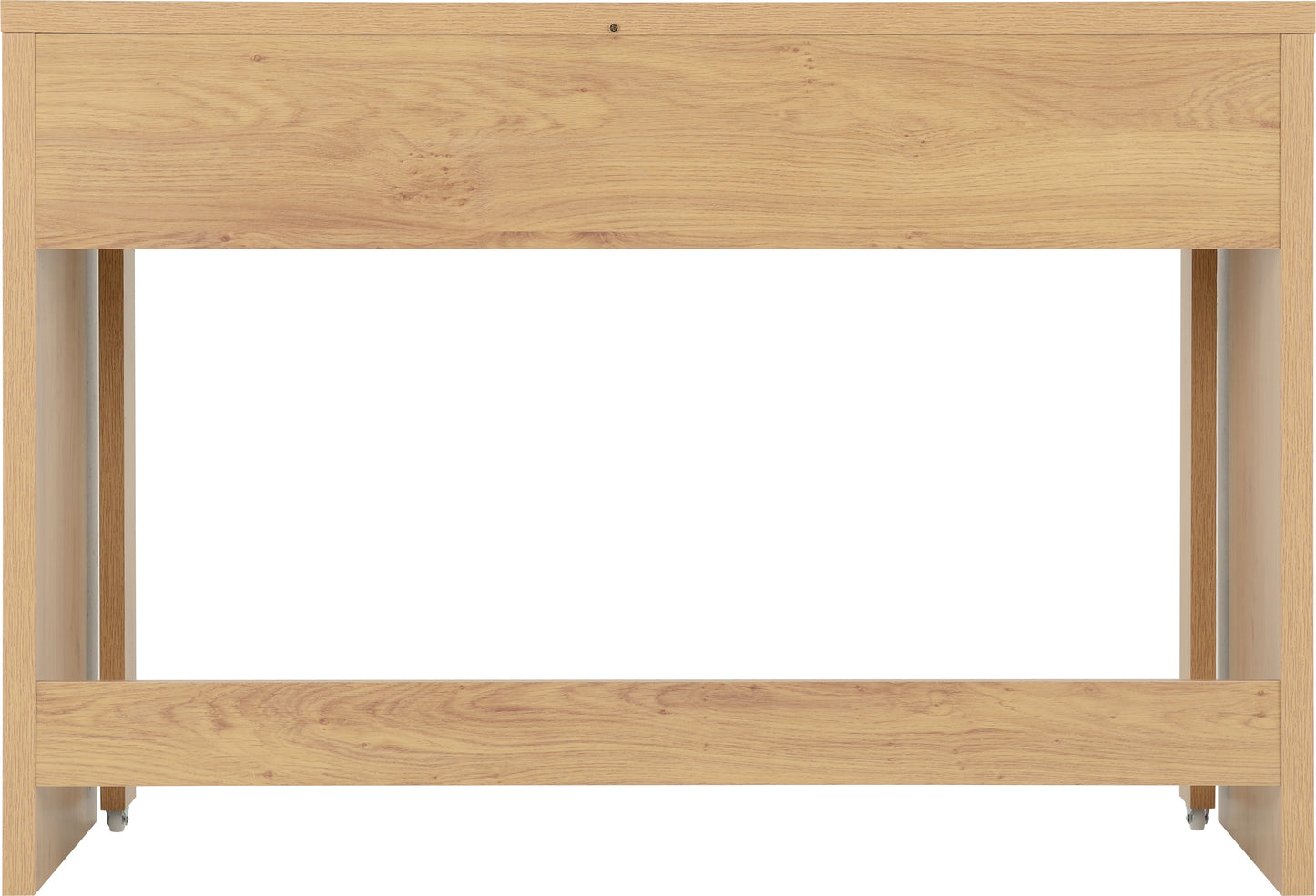 SEVILLE 2 DRAWER SLIDER DESK - WHITE HIGH GLOSS/LIGHT OAK EFFECT VENEER