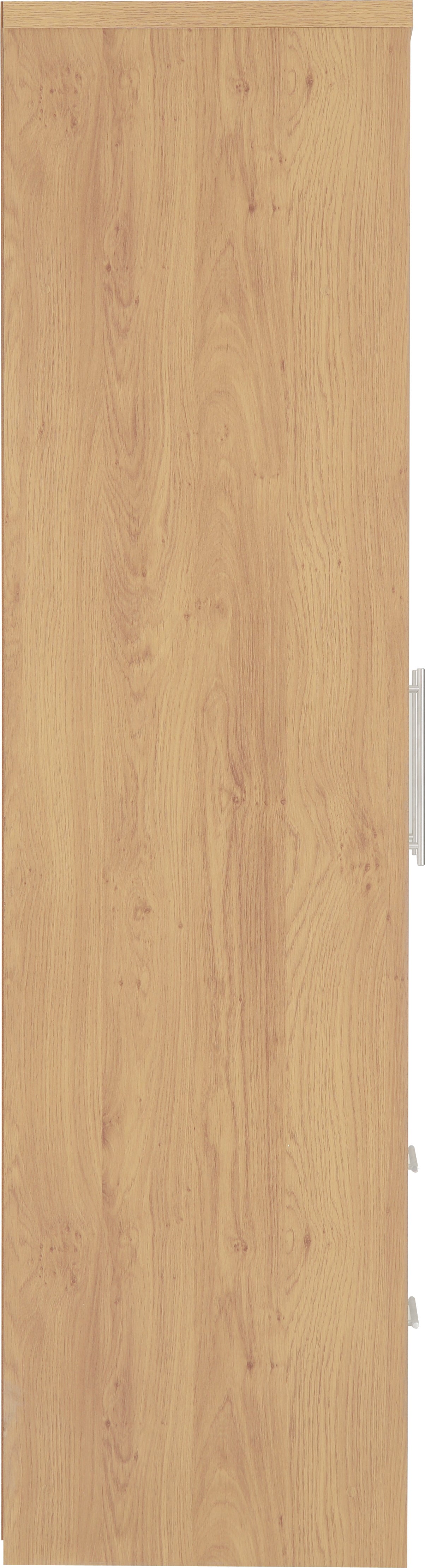 SEVILLE 3 DOOR 2 DRAWER WARDROBE - WHITE HIGH GLOSS/LIGHT OAK EFFECT VENEER