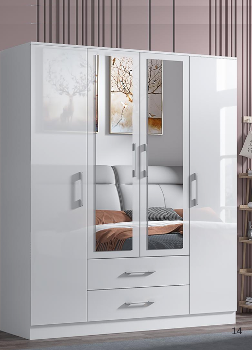 4 Door & 2 Drawer High Gloss Wardrobe
