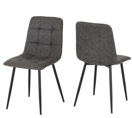 Fenton Chair Dark Grey Suede Fabric (Box Of 4)