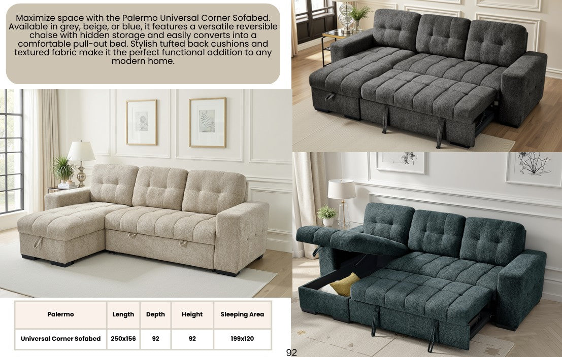 Palermo Corner Sofa - Bed