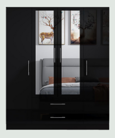 4 Door & 2 Drawer High Gloss Wardrobe