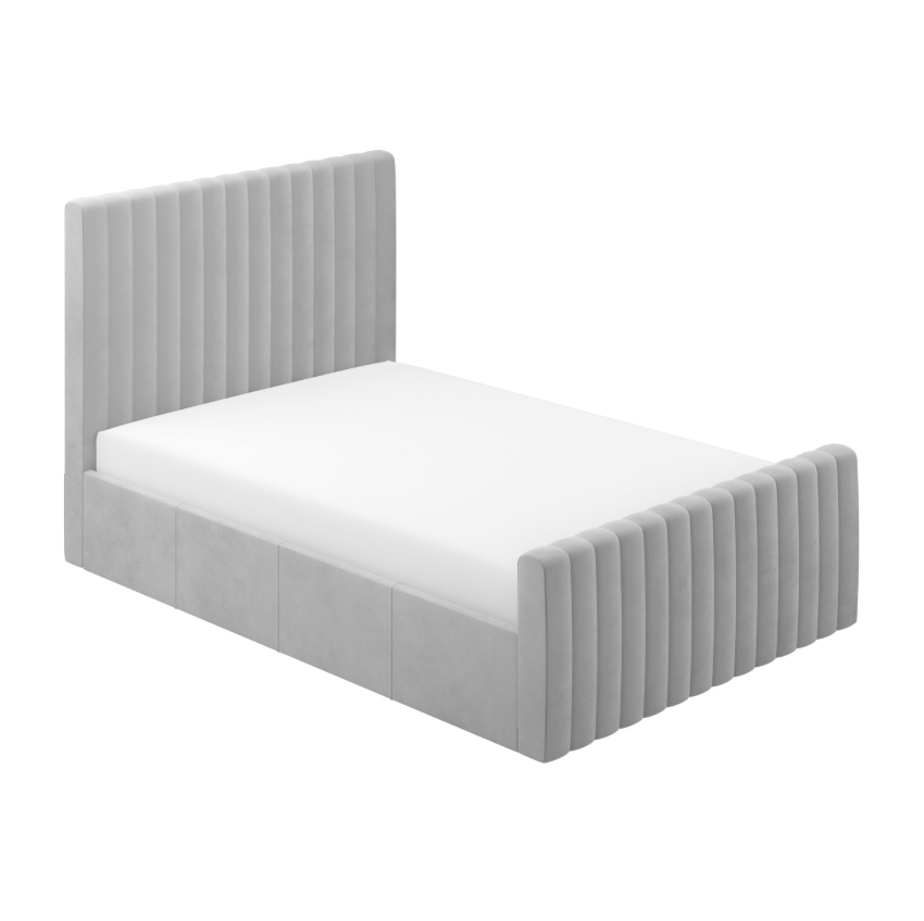 Grey Khloe Velvet Side-Lift Ottoman Bed
