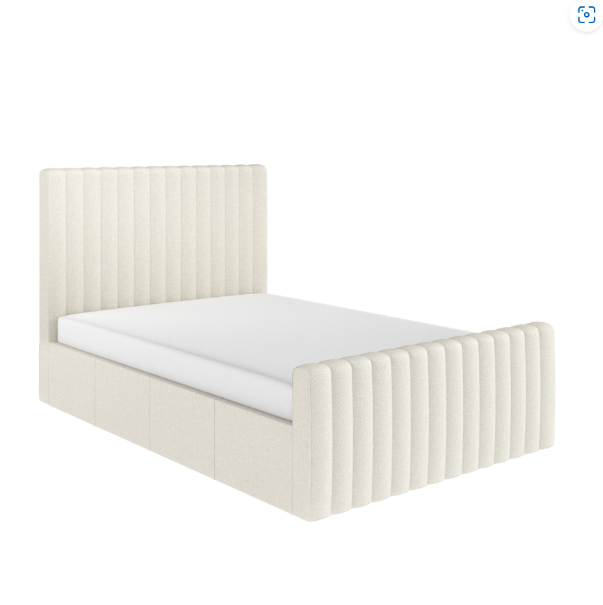 Cream Khloe Velvet Side-Lift Ottoman Bed