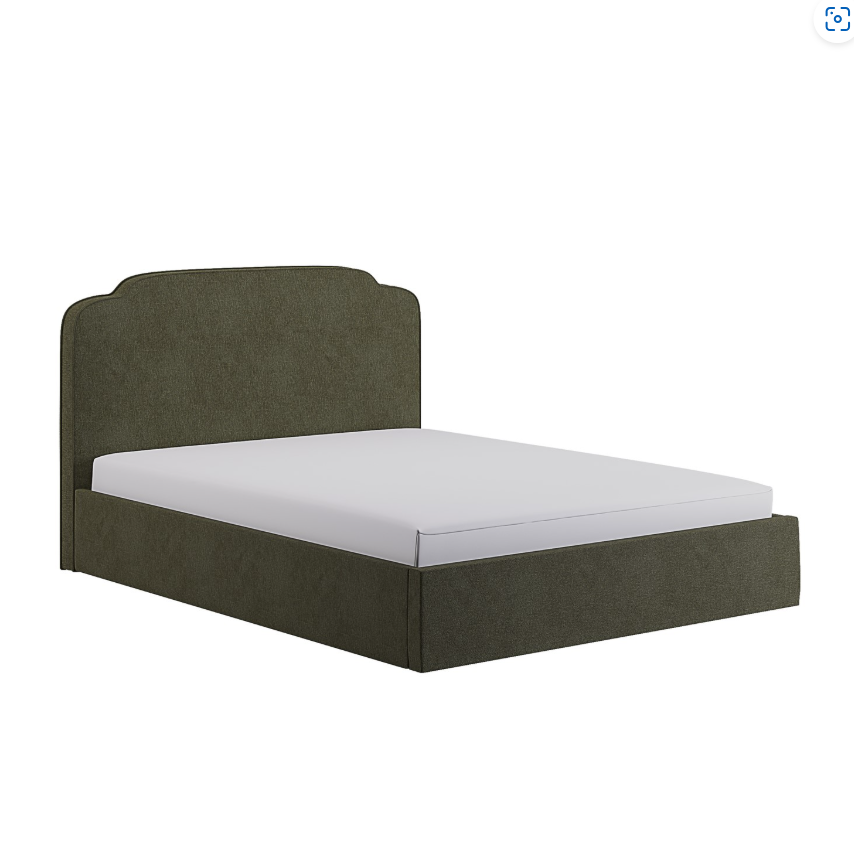 Green Chenille Ottoman Bed with Scalloped Headboard - Siena