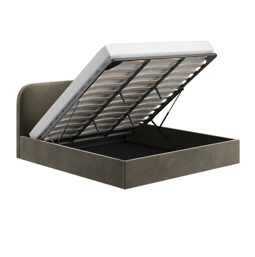 Khaki Green Velvet Ottoman Bed Frame - Zara