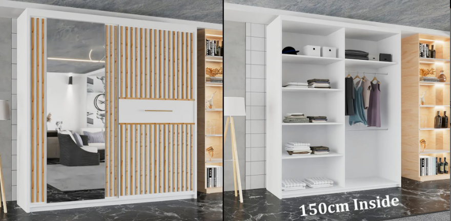 Lyllie Sliding Wardrobe White