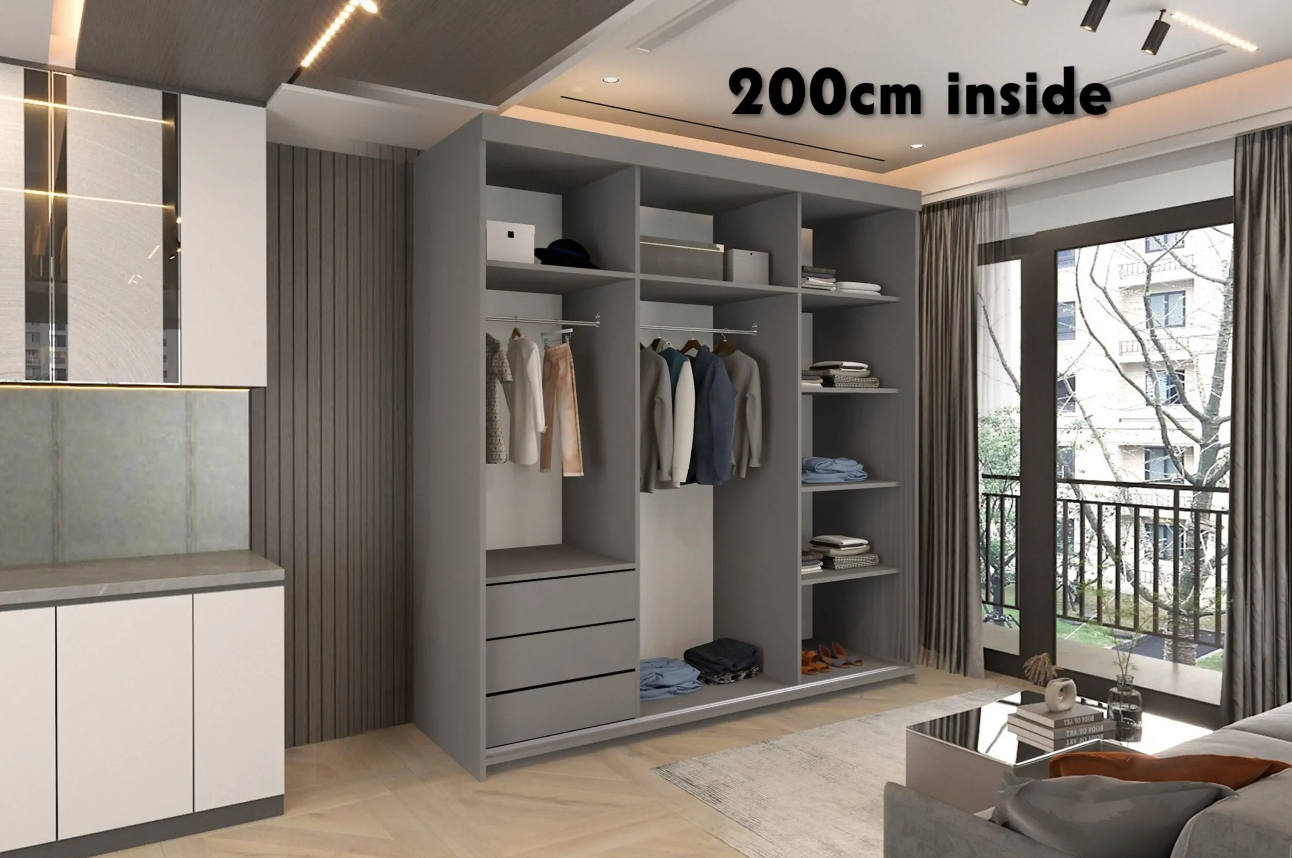 Molli Sliding Wardrobe - Grey