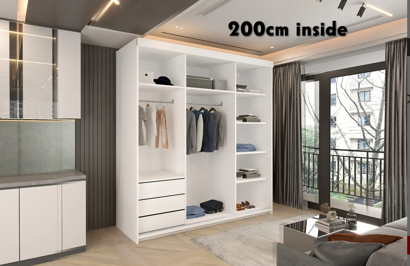 Molli Sliding Wardrobe - White
