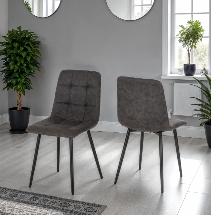 Fenton Chair Dark Grey Suede Fabric (Box Of 4)