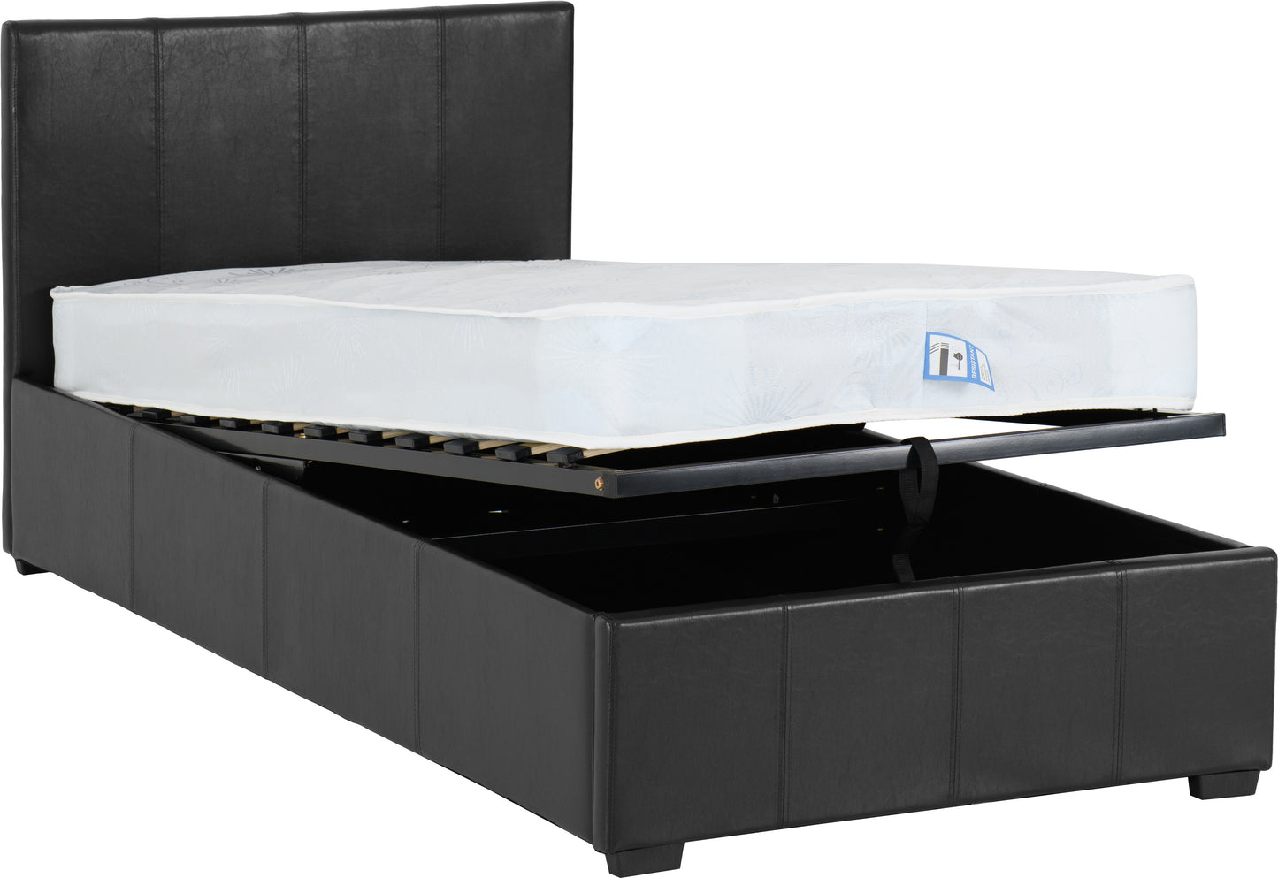 WAVERLEY 3' STORAGE BED - BLACK FAUX LEATHER