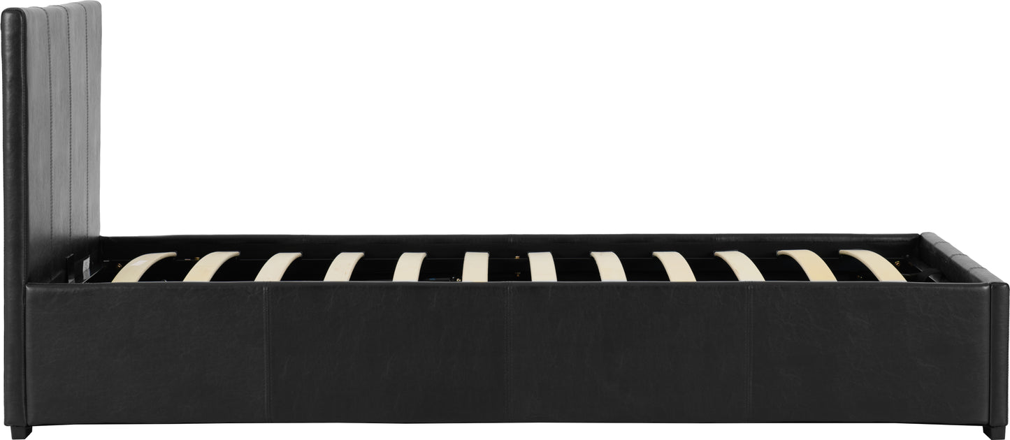 WAVERLEY 3' STORAGE BED - BLACK FAUX LEATHER