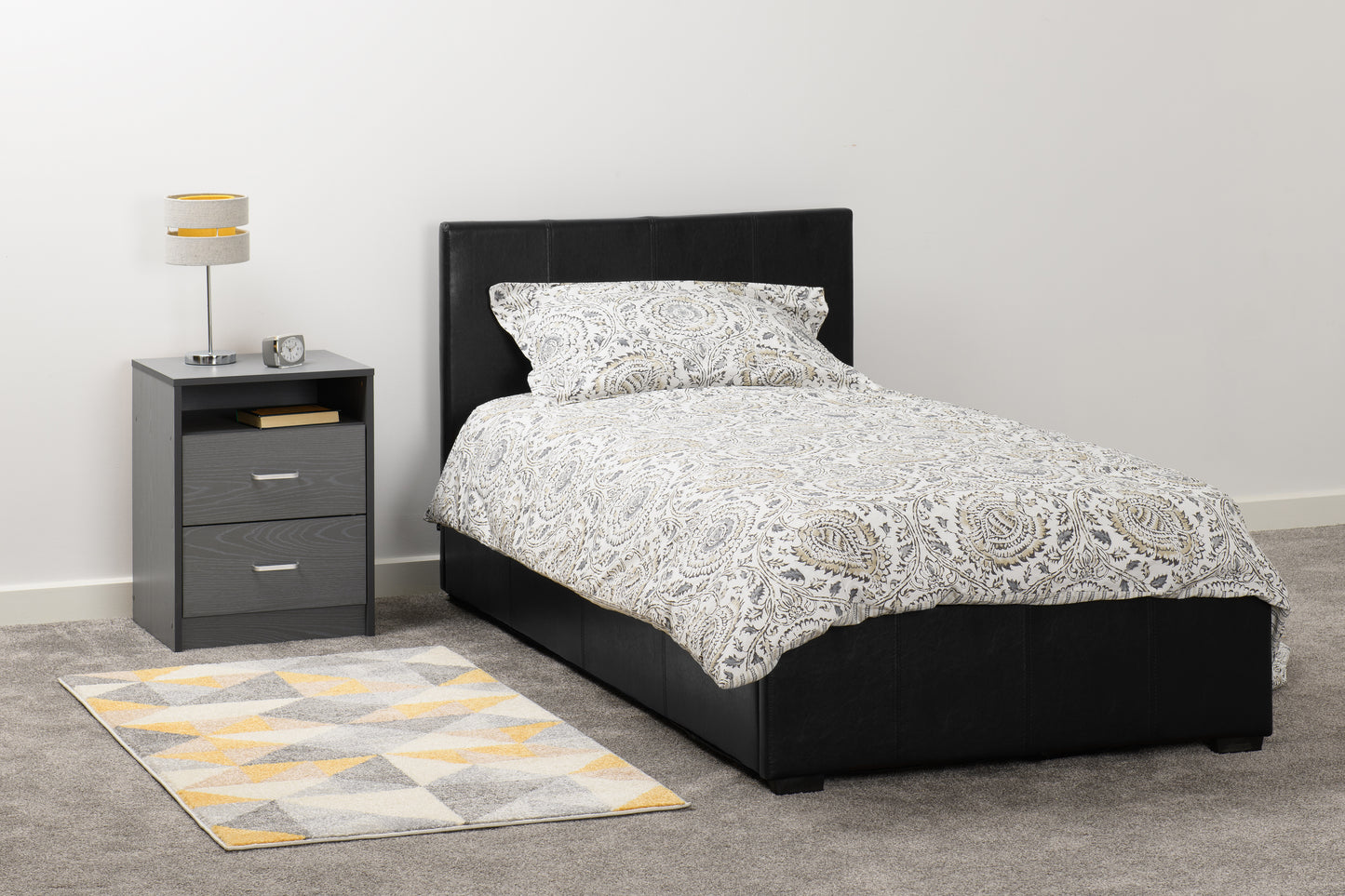 WAVERLEY 3' STORAGE BED - BLACK FAUX LEATHER