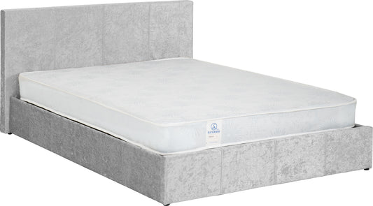 WAVERLEY 4'6" STORAGE BED  - GREY CRUSHED VELVET