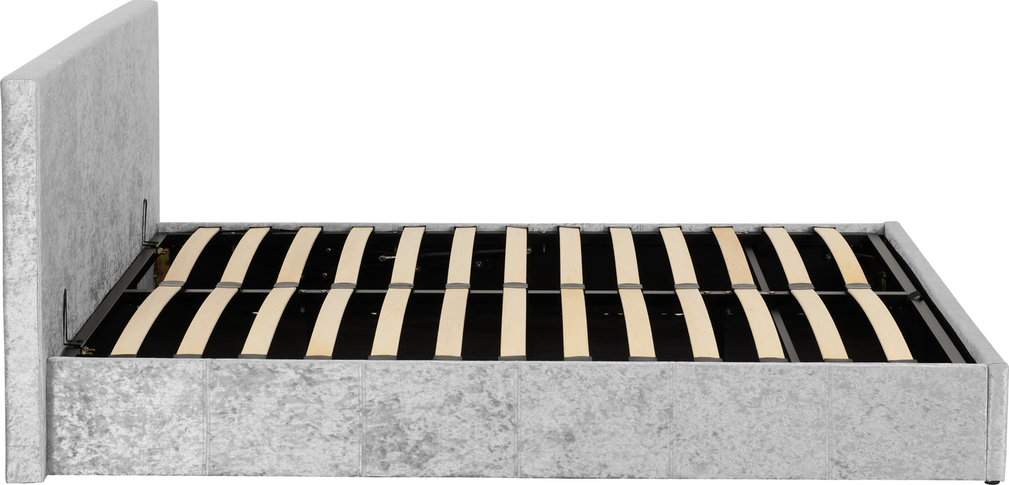 WAVERLEY 4'6" STORAGE BED - GREY CRUSHED VELVET
